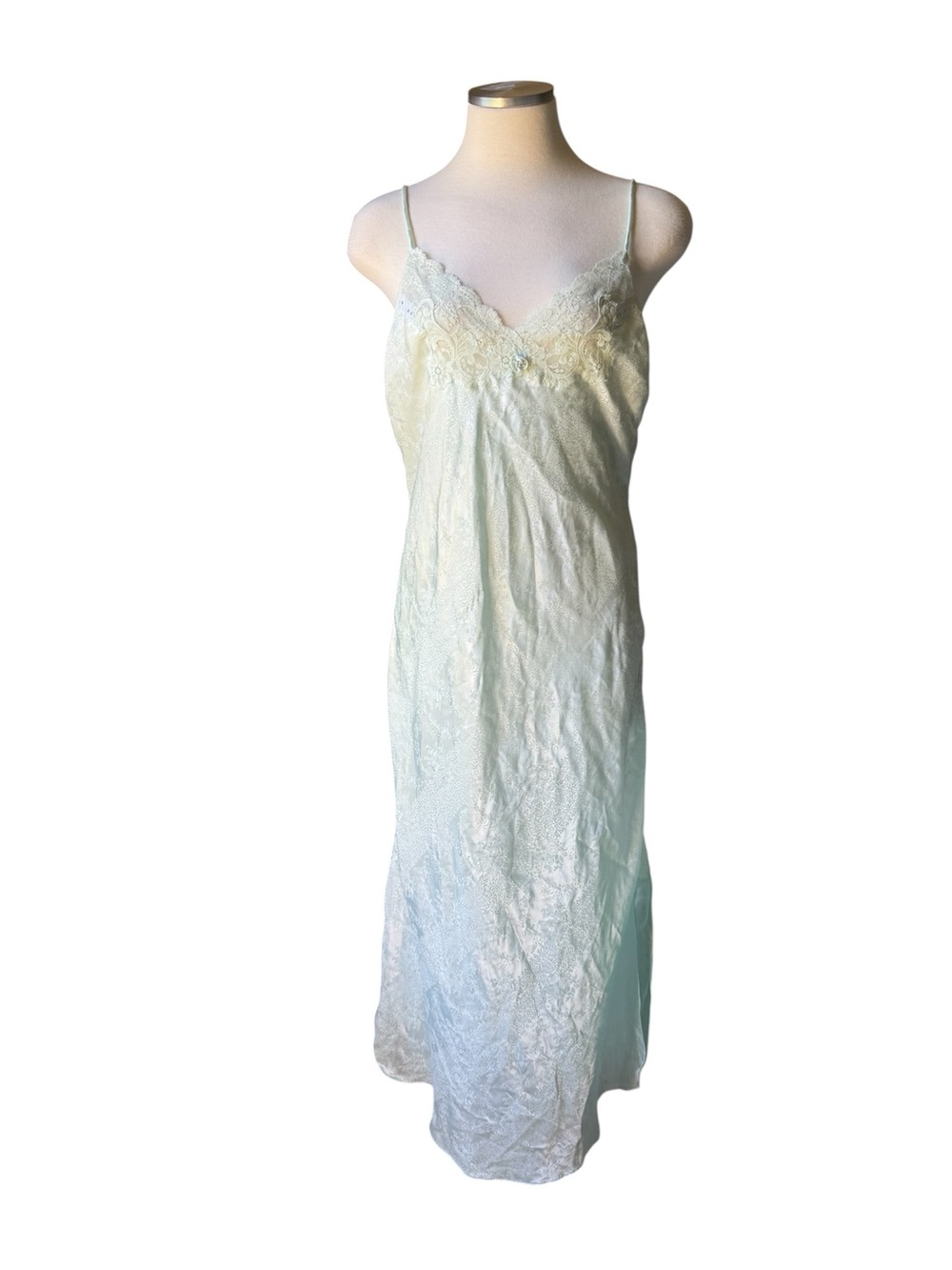 Christian Dior Pastel Mint-to-Ivory vintage Ombre Lace-Trim Slip Dress